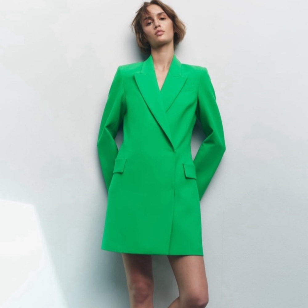 Zara Double Breasted Blazer in Green NWT - Size M